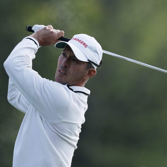 The Masters - Round One AUGUSTA, GEORGIA - APRIL 10: Mike Weir of Canada plays his shot from the fourth tee during the first round of the 2025 Masters Tournament at Augusta National Golf Club on April 10, 2025 in Augusta, Georgia. (Photo by Harry How/Getty Images)