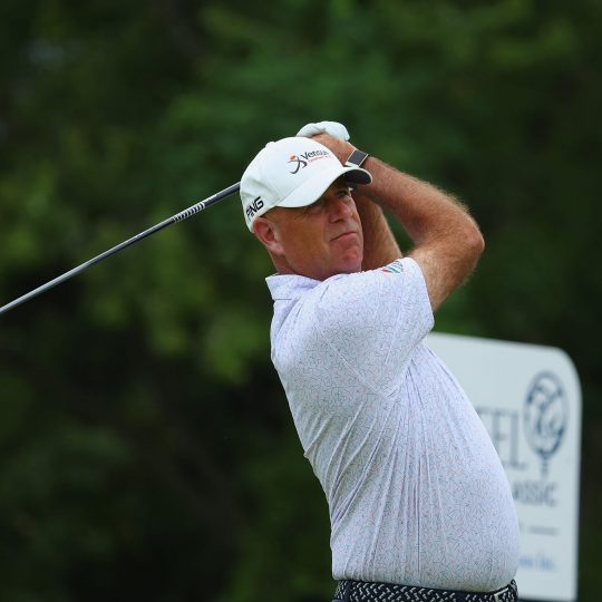Stifel Charity Classic 2025 - Round One ST LOUIS, MISSOURI - SEPTEMBER 5: Stewart Cink tees off on the 13th hole during the first round of the Stifel Charity Classic 2025 at Norwood Hills Country Club on September 5, 2025 in St Louis, Missouri. (Photo by Dilip Vishwanat/Getty Images)