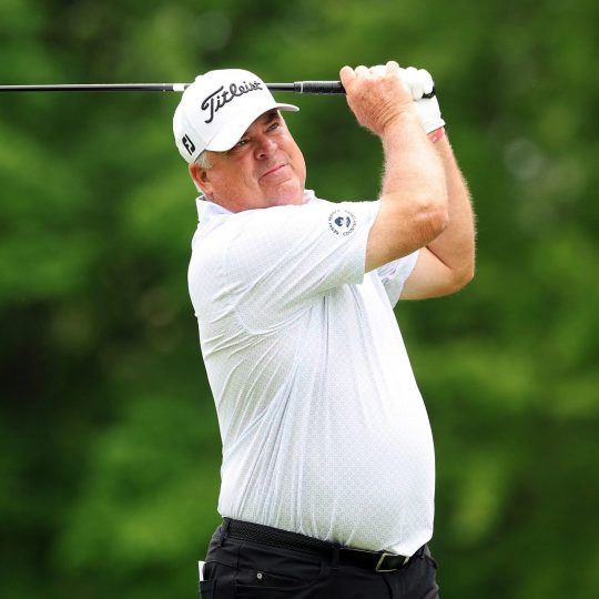 Kaulig Companies Championship 2025 - Round One AKRON, OHIO - JUNE 19: Kenny Perry of the United States plays his shot on the sixth hole during the first round of the Kaulig Companies Championship 2025 at Firestone Country Club on June 19, 2025 in Akron, Ohio. (Photo by David Berding/Getty Images)