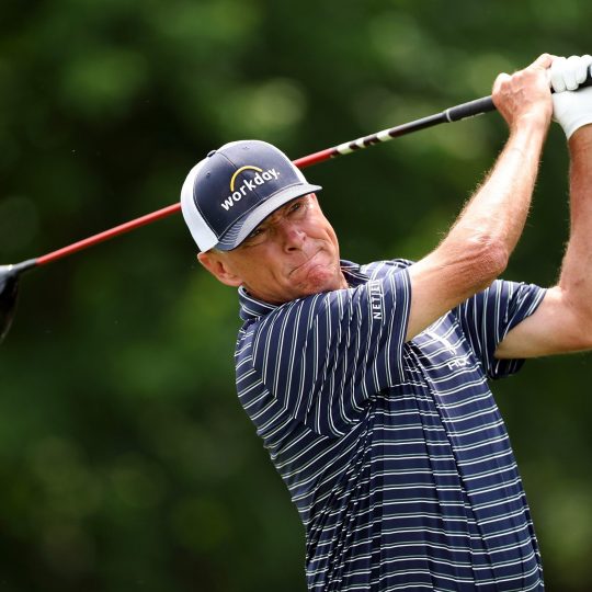 American Family Insurance Championship 2025 - Round Two MADISON, WISCONSIN - JUNE 07: Davis Love III of the United States plays his shot on the fourth hole during the second round of the American Family Insurance Championship 2025 at TPC Wisconsin on June 07, 2025 in Madison, Wisconsin. (Photo by David Berding/Getty Images)